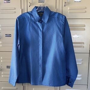 David Matthew Women's Blue Check Button-Up Blouse
